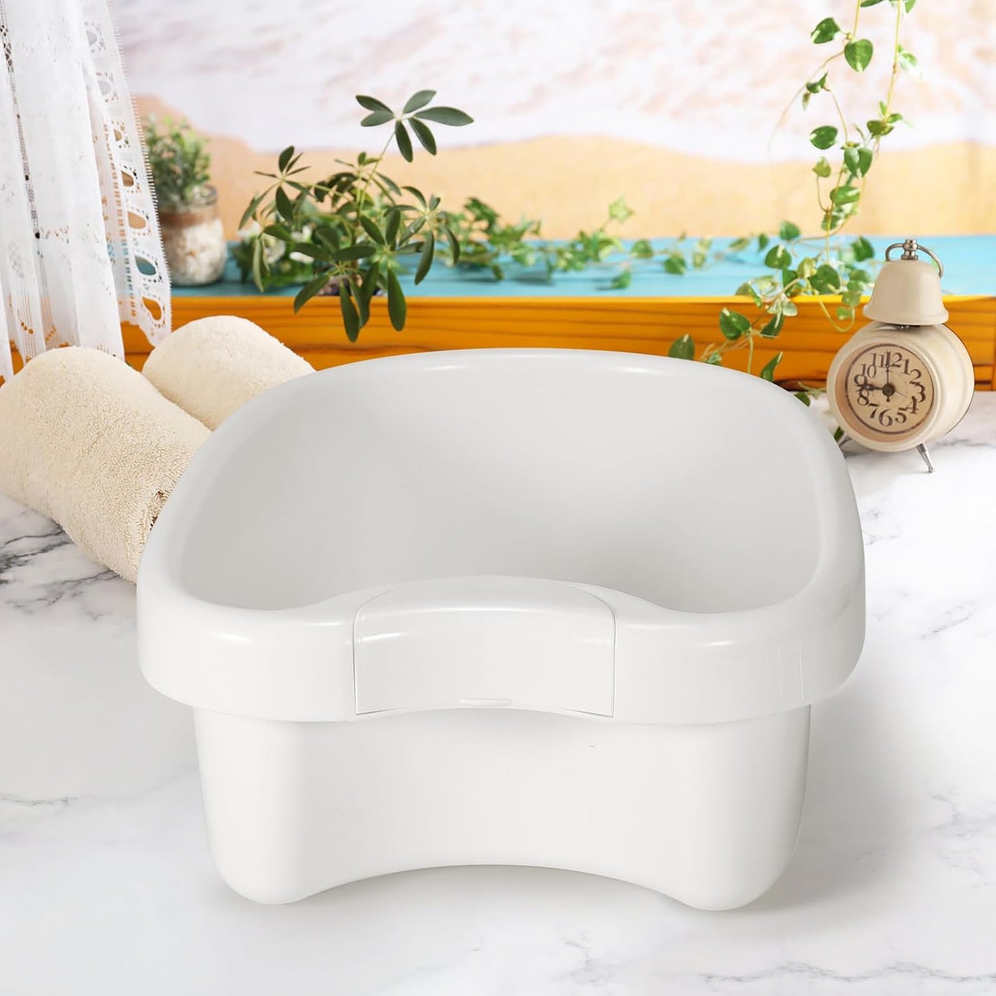 Extra-Large Deep Foot Soaking Tub – Thickened Home Plastic Foot Bath Basin with Massage Nodes, Non-Slip Design for Adult Foot Care, White