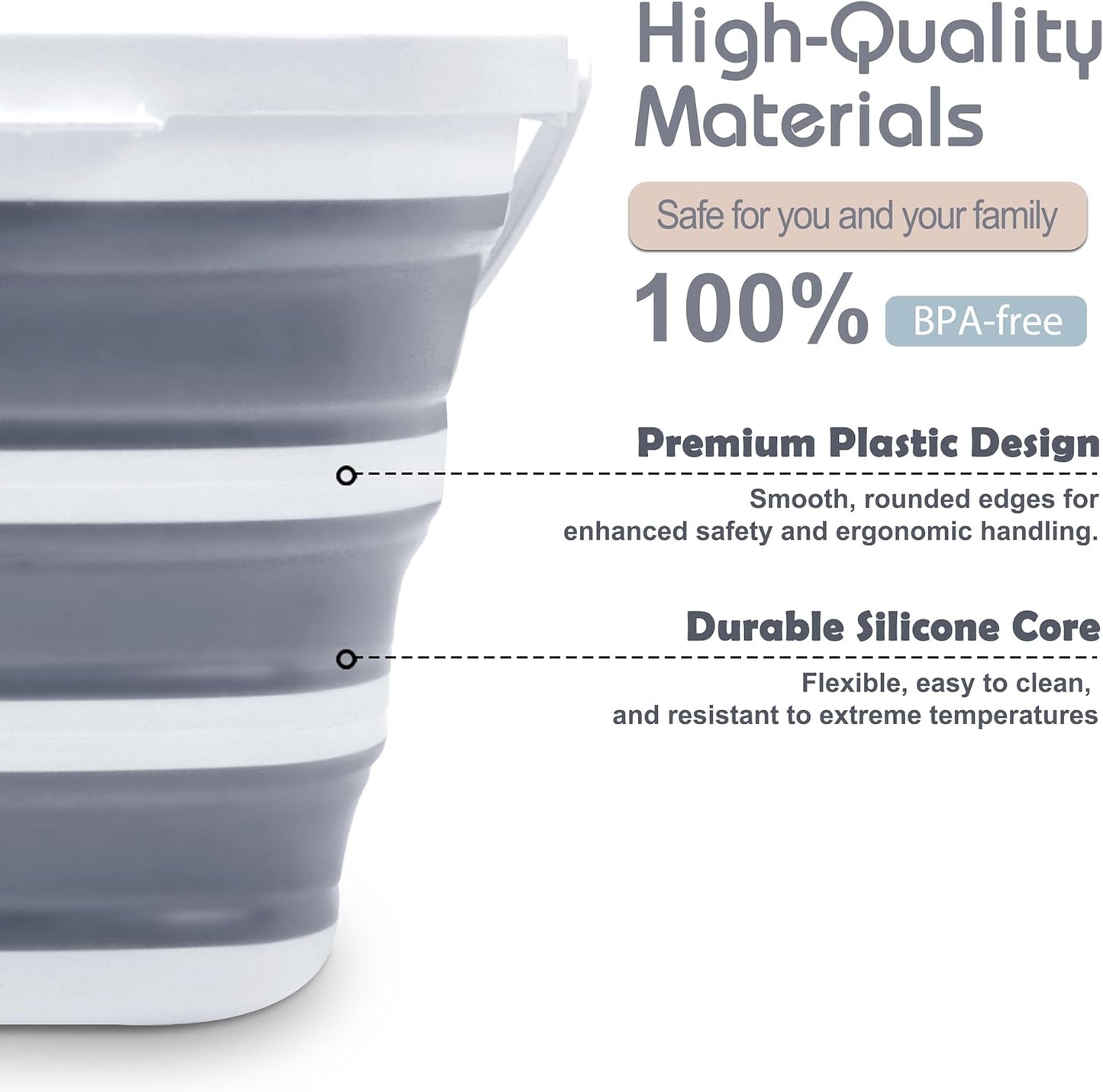 10L Collapsible Foot Soak Tub – Portable Folding Foot Bath Basin for Home, Travel, Camping – 2.6 Gallon Large Capacity Wash Basin with Handle and Hook