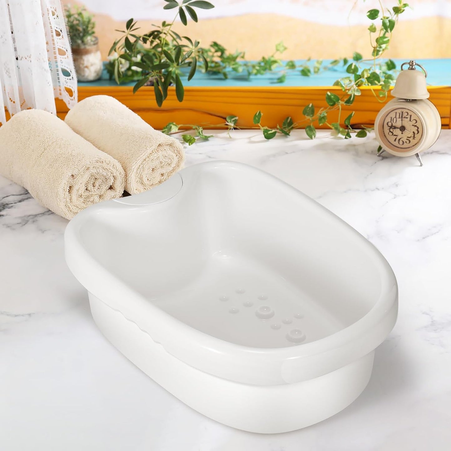 Extra-Large Deep Foot Soaking Tub – Thickened Home Plastic Foot Bath Basin with Massage Nodes, Non-Slip Design for Adult Foot Care, White