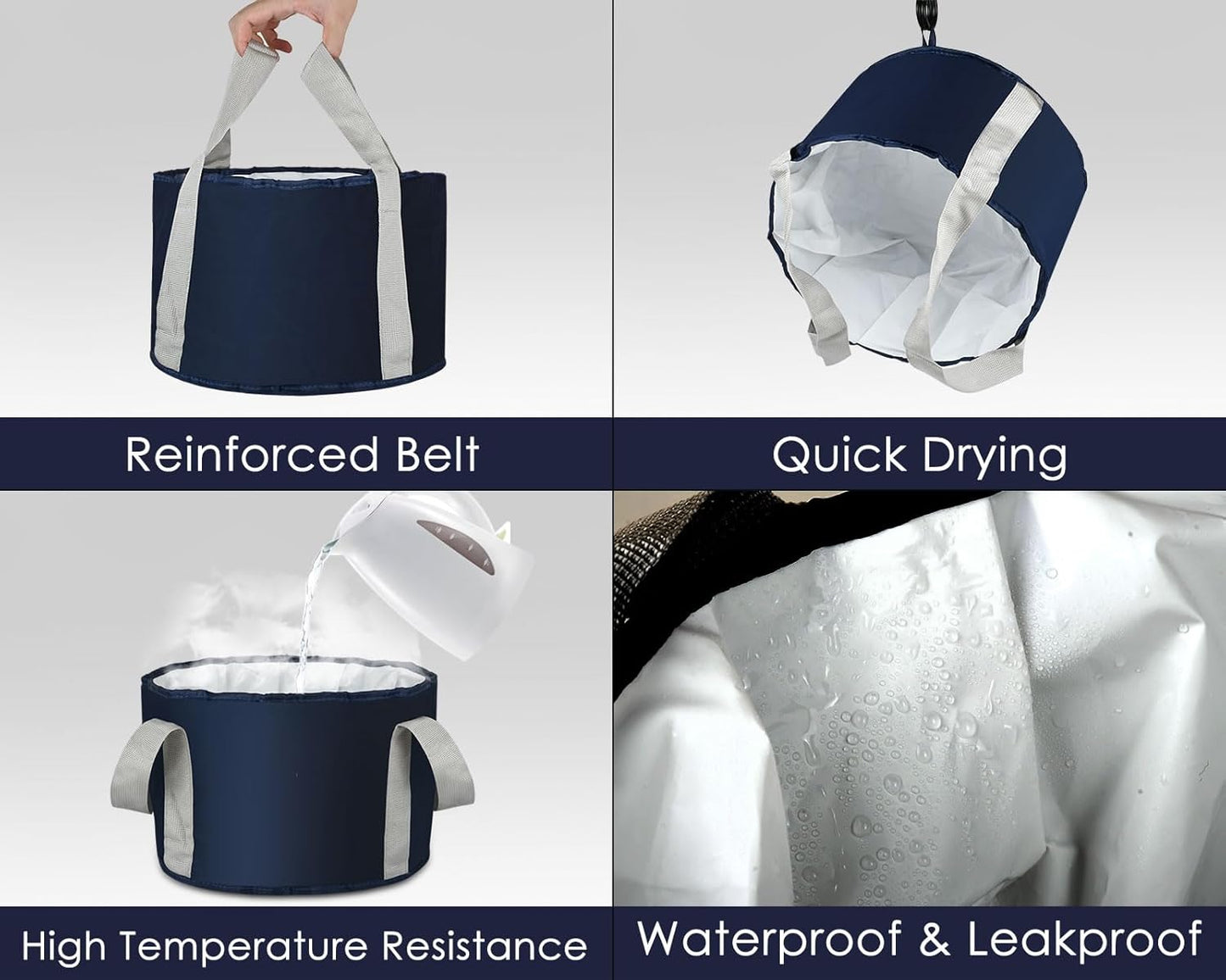 Collapsible Foot Bath Basin – Portable Foldable Foot Soaking Bucket with Waterproof Liner, Large Capacity Travel Wash Tub with Storage Pouch for Camping, Hiking, Outdoor & Home Use