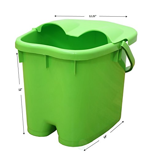 Extra-Deep Plastic Foot Soak Tub with Handles｜Large Home Foot Spa Bucket｜Sturdy Foot Bath Basin｜Green｜14"x12"x12"