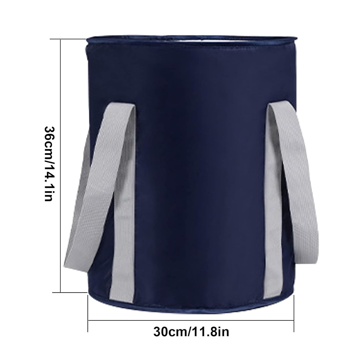 Portable Deep Collapsible Foot Soaking Bucket – 11.8"x14.1" Large Capacity Foldable Foot Bath Basin with Waterproof Lining – Travel Outdoor Foot Tub in Navy Blue