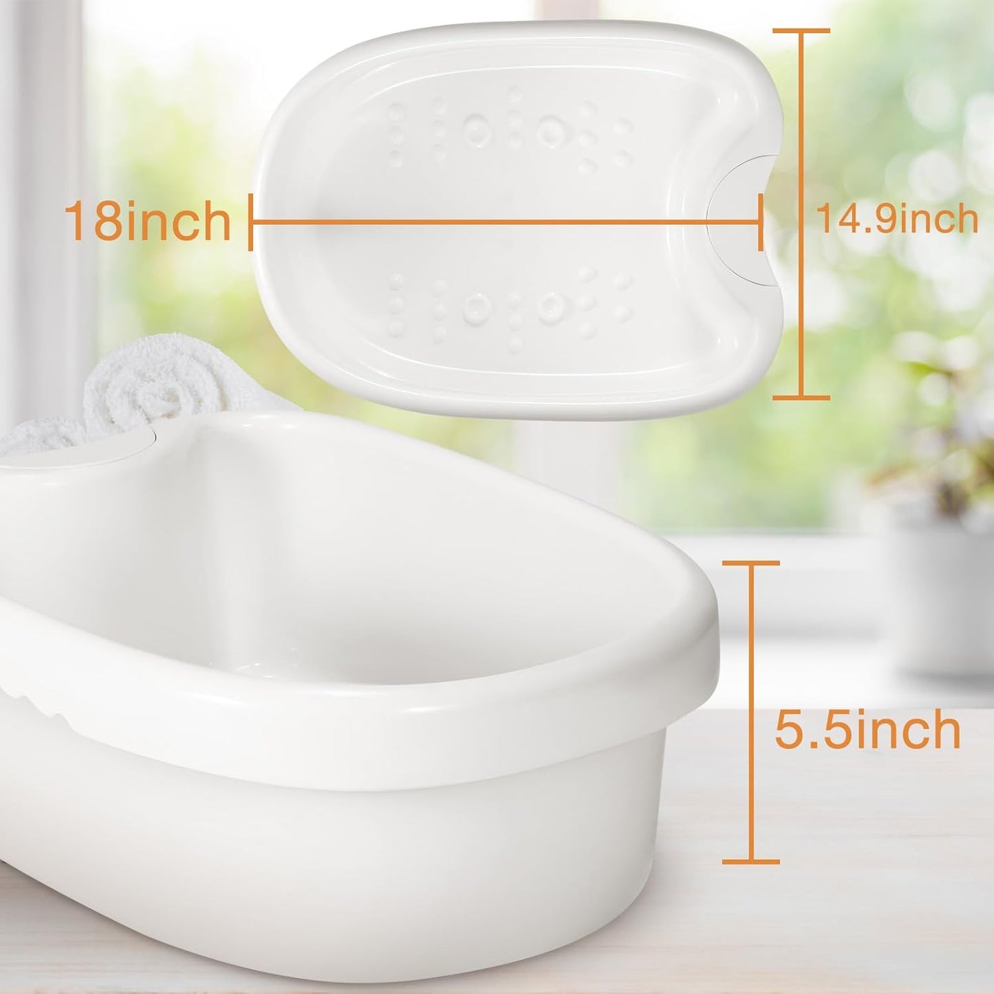 Extra-Large Deep Foot Soaking Tub – Thickened Home Plastic Foot Bath Basin with Massage Nodes, Non-Slip Design for Adult Foot Care, White