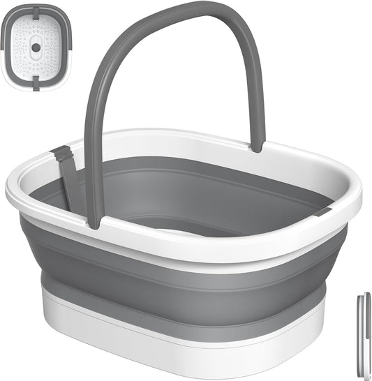 Collapsible Foot Soaking Basin with Massage Bottom – Portable Foot Bath Tub for Home & Travel, Fits Up to Men's Size 12 Feet