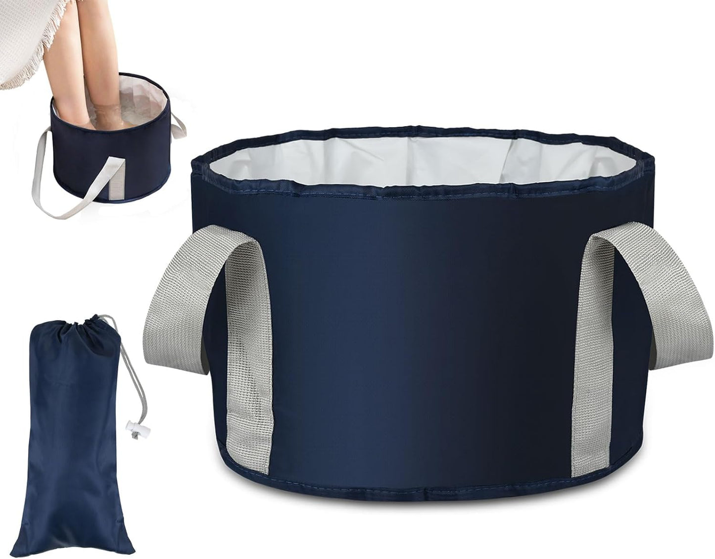 Collapsible Foot Bath Basin – Portable Foldable Foot Soaking Bucket with Waterproof Liner, Large Capacity Travel Wash Tub with Storage Pouch for Camping, Hiking, Outdoor & Home Use