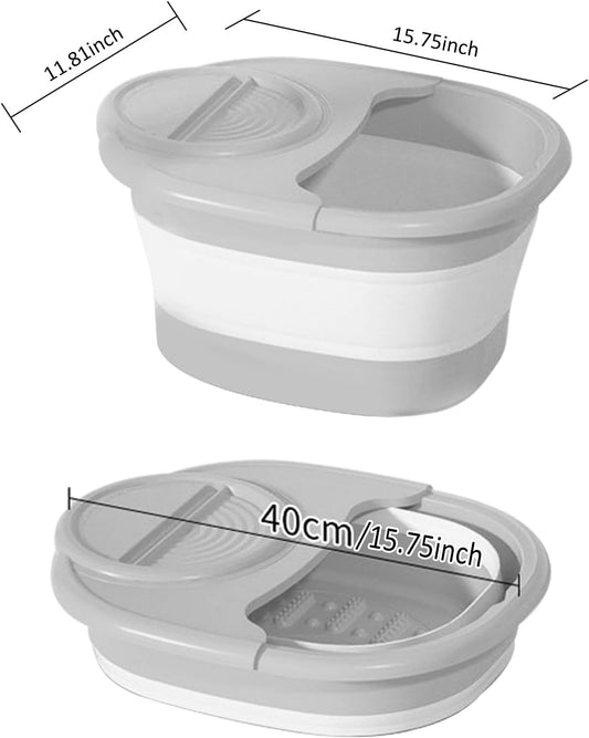 Collapsible Foot Soaking Bucket with Lid – Large Capacity Foldable Foot Spa Tub with Massage Dots, Portable Deep Basin for Home Travel Use