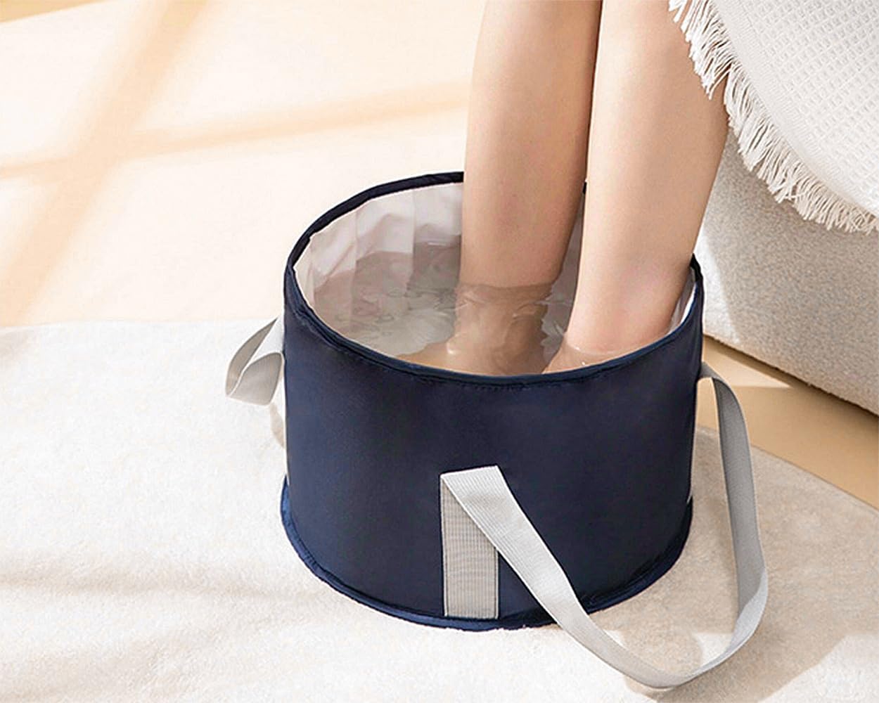 Collapsible Foot Bath Basin – Portable Foldable Foot Soaking Bucket with Waterproof Liner, Large Capacity Travel Wash Tub with Storage Pouch for Camping, Hiking, Outdoor & Home Use