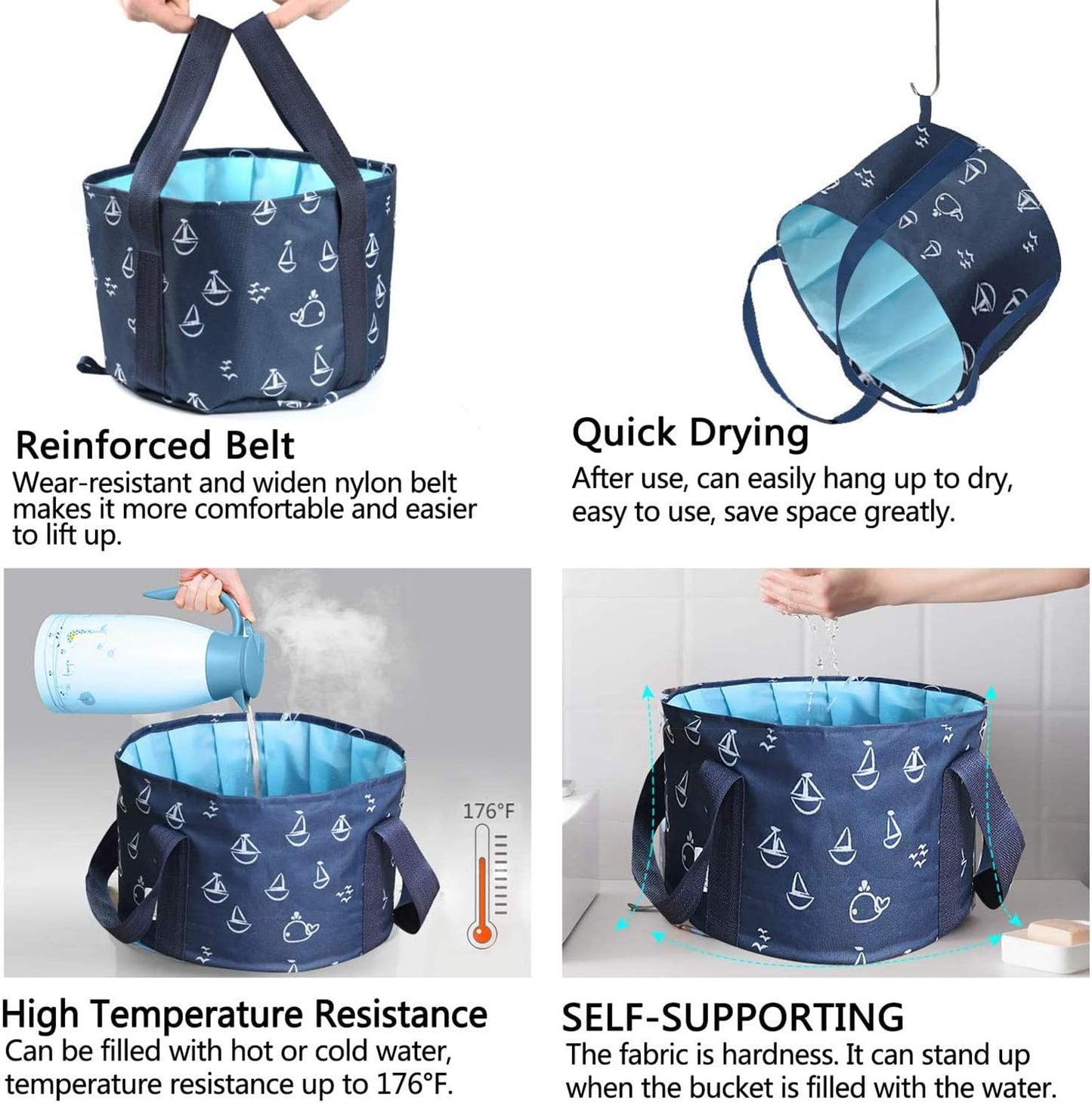 25L Collapsible Foot Soaking Bucket – Portable Foldable Foot Basin for Home & Travel, Waterproof Large Capacity Wash Tub with Handles