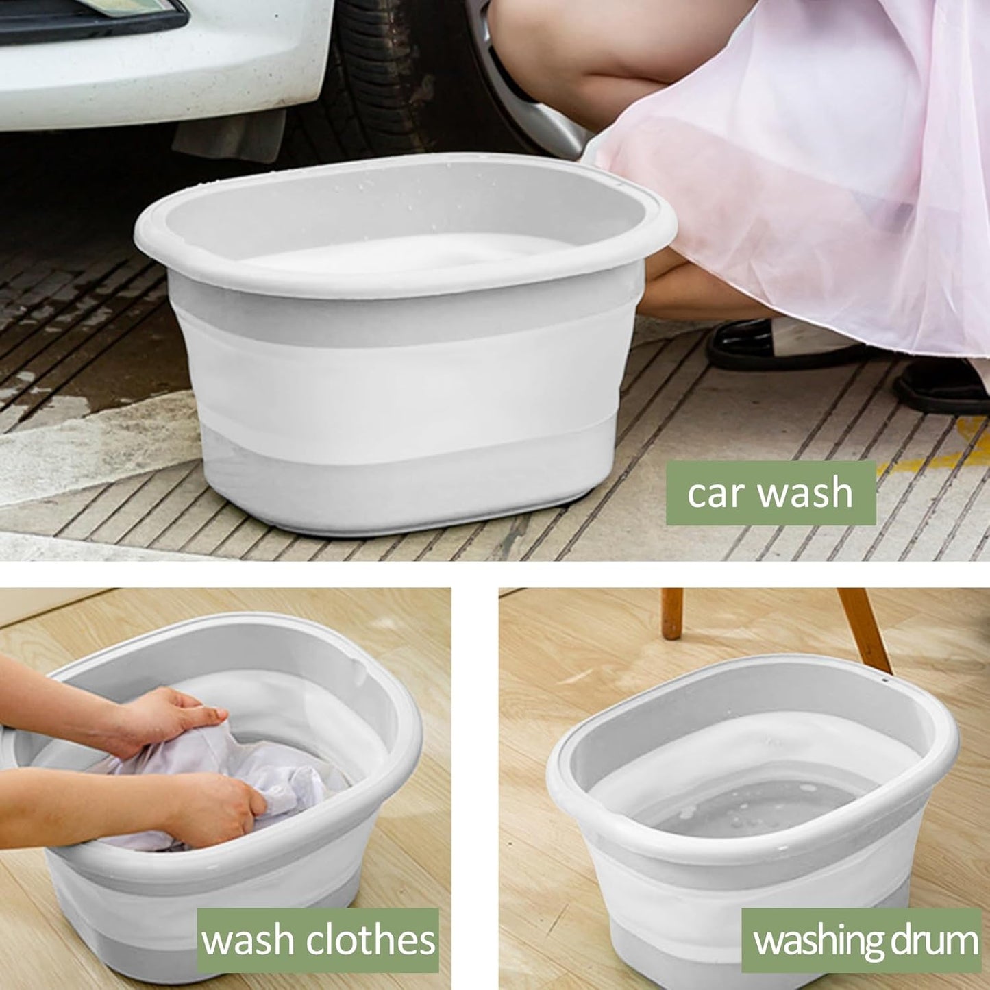 Collapsible Foot Soaking Bucket with Lid – Large Capacity Foldable Foot Spa Tub with Massage Dots, Portable Deep Basin for Home Travel Use