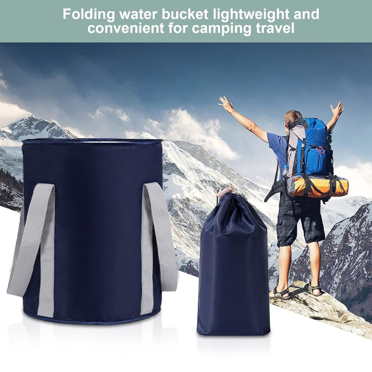 Portable Deep Collapsible Foot Soaking Bucket – 11.8"x14.1" Large Capacity Foldable Foot Bath Basin with Waterproof Lining – Travel Outdoor Foot Tub in Navy Blue