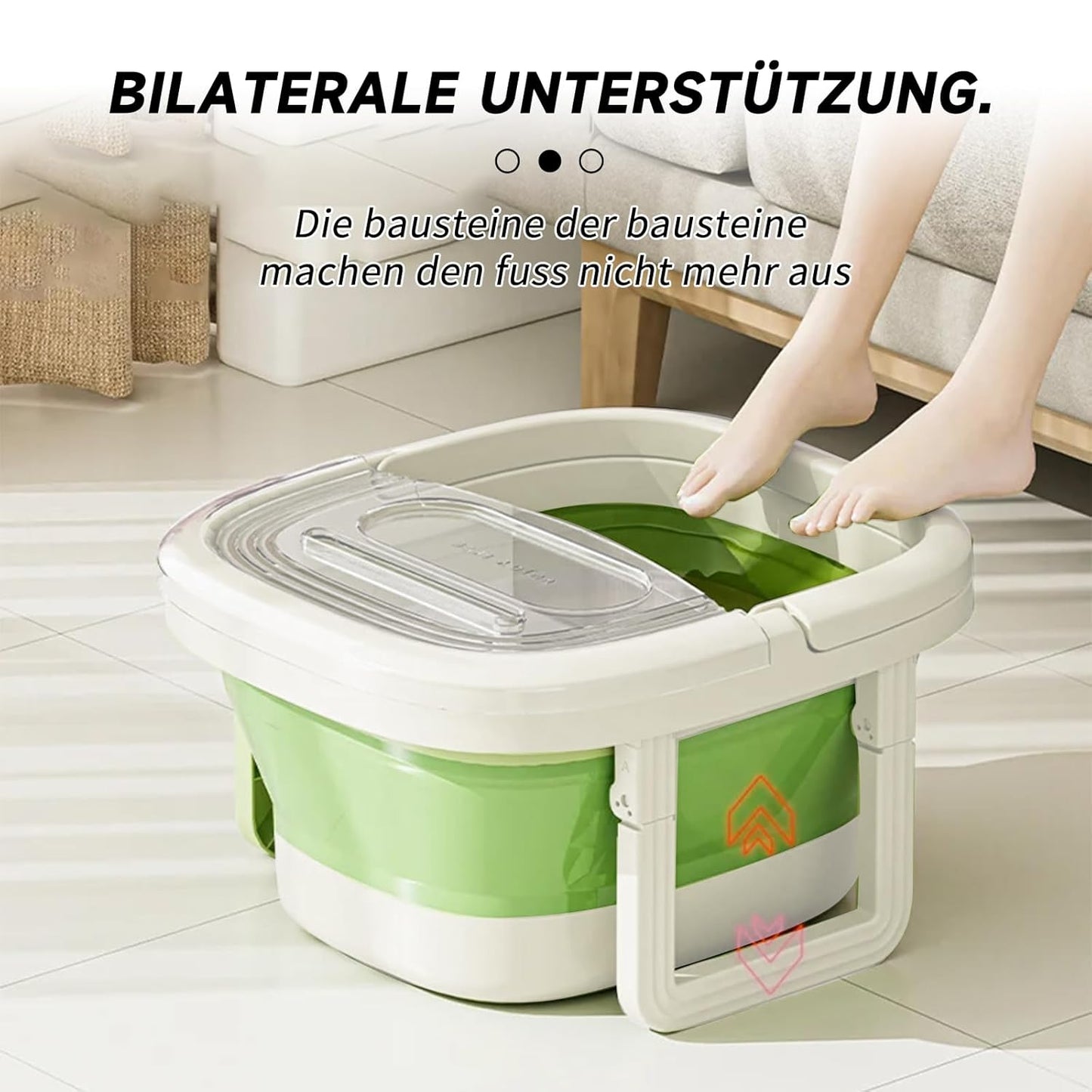 Portable Collapsible Foot Soaking Bucket – Foldable Foot Bath Tub with Handles – Heat-Resistant, Space-Saving Basin for Travel & Home – Green & White – 13.38"x9.44"x8.26"
