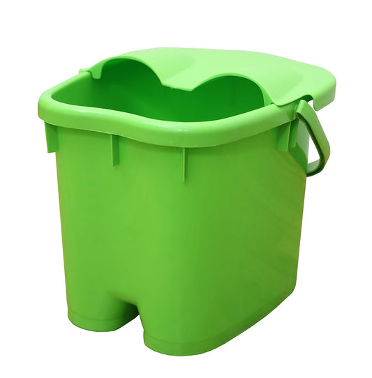 Extra-Deep Plastic Foot Soak Tub with Handles｜Large Home Foot Spa Bucket｜Sturdy Foot Bath Basin｜Green｜14"x12"x12"
